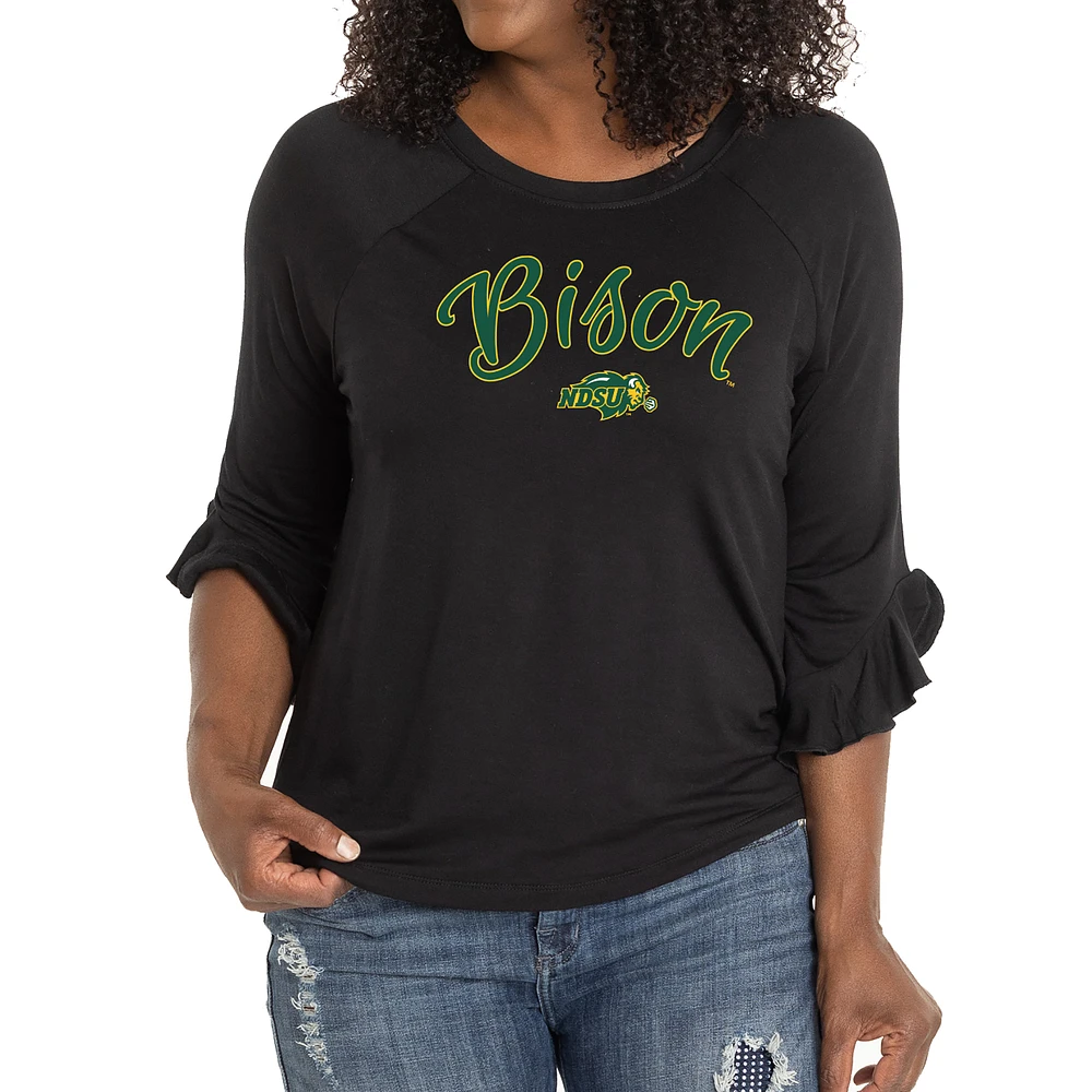 Women's Black NDSU Bison Renatta Ruffle Sleeve Top