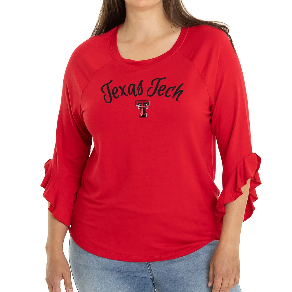 Women's Red Texas Tech Raiders Renatta Ruffle Sleeve Top