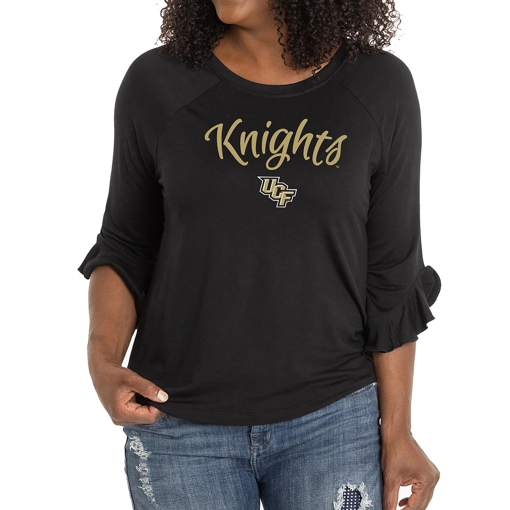 Women's Black UCF Knights Renatta Ruffle Sleeve Top