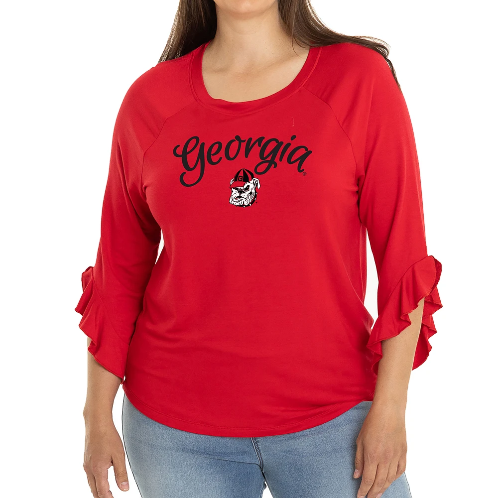 Women's Red Georgia Bulldogs Renatta Ruffle Sleeve Top