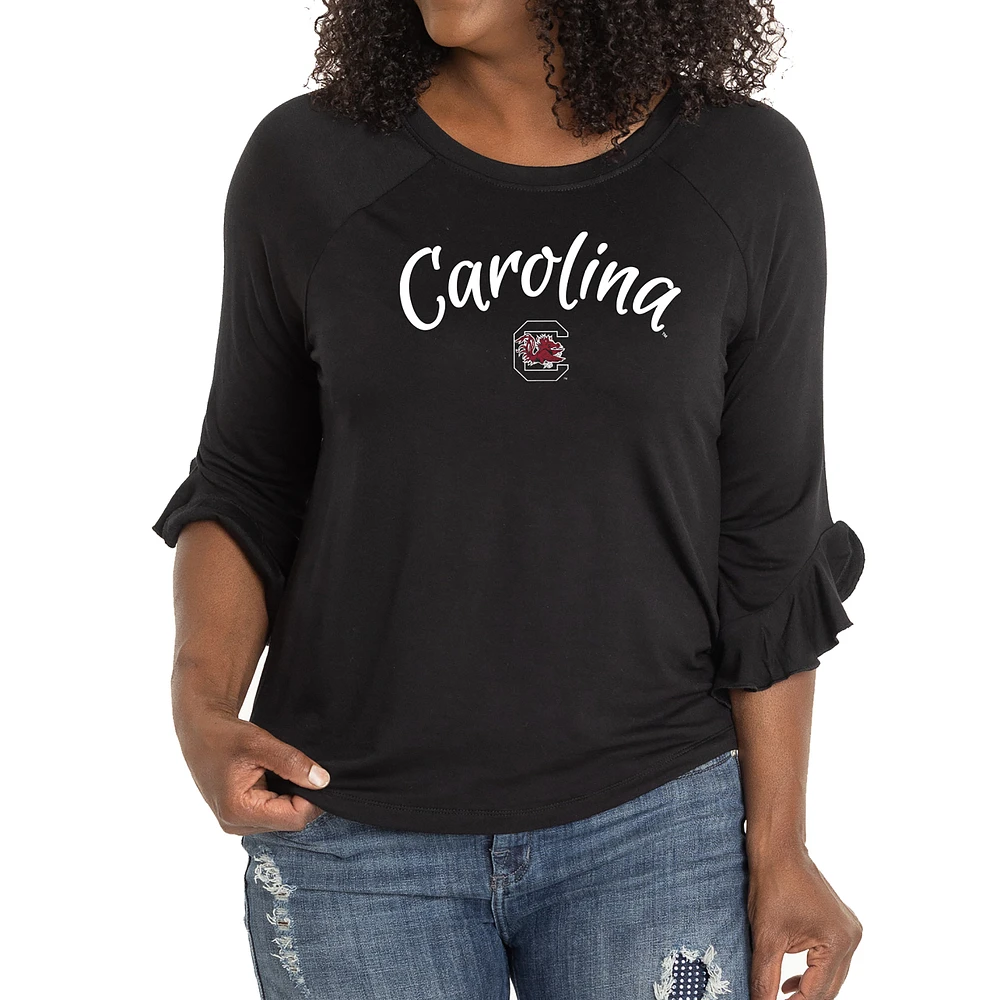 Women's Black South Carolina Gamecocks Renatta Ruffle Sleeve Top