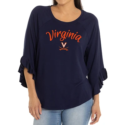 Women's Navy Virginia Cavaliers Renatta Ruffle Sleeve Top