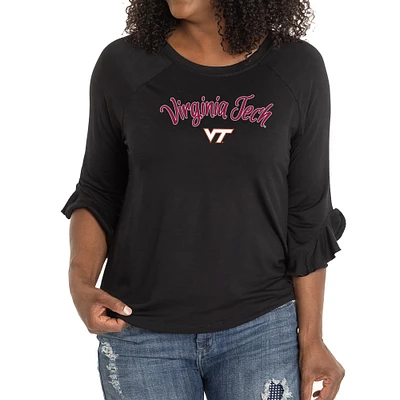 Women's Black Virginia Tech Hokies Renatta Ruffle Sleeve Top