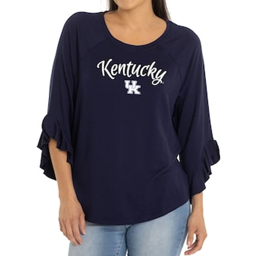 Women's Navy Kentucky Wildcats Renatta Ruffle Sleeve Top