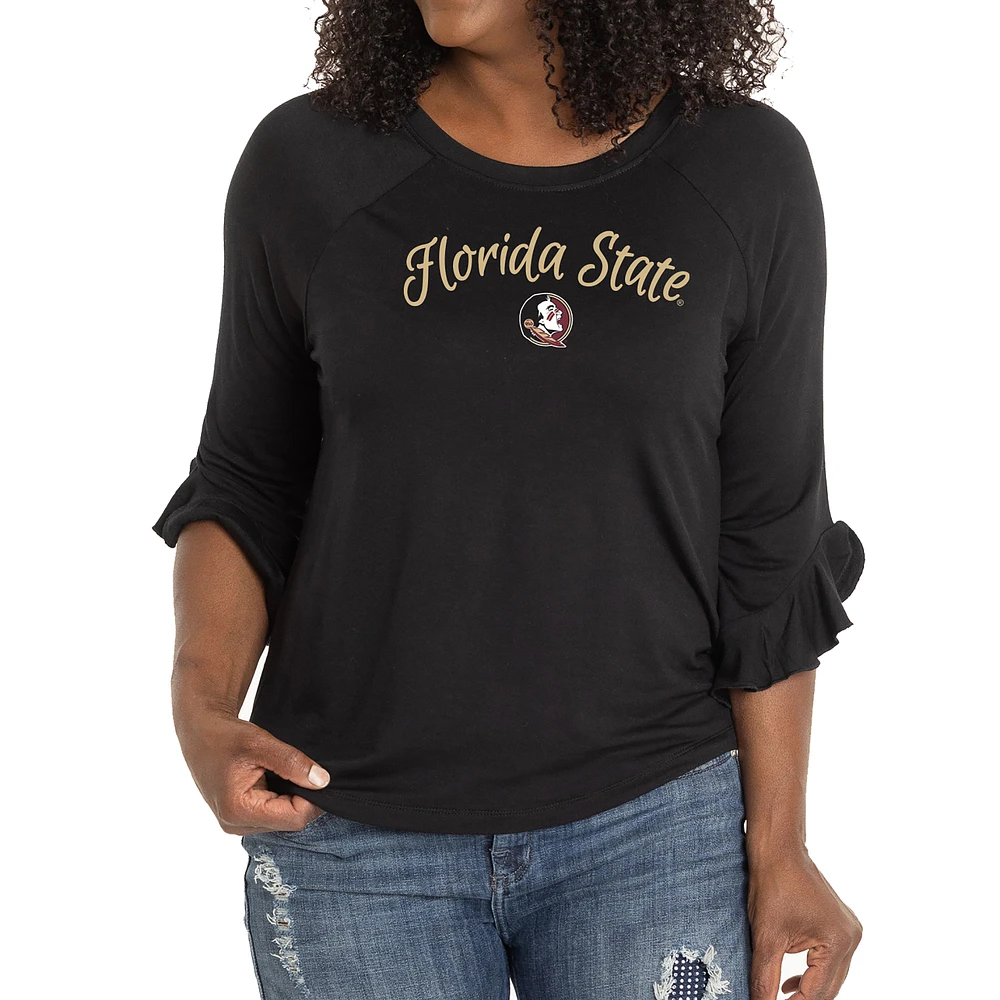 Women's Black Florida State Seminoles Renatta Ruffle Sleeve Top