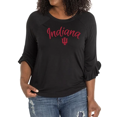 Women's Black Indiana Hoosiers Renatta Ruffle Sleeve Top