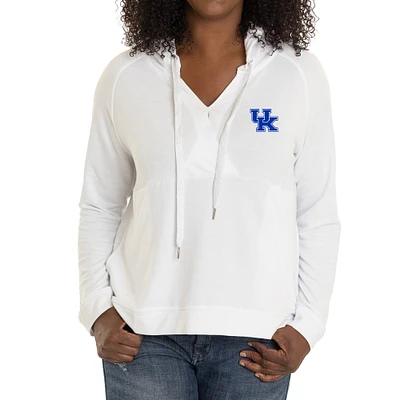 Women's White Kentucky Wildcats Christine Cross Front Tri-Blend Pullover Hoodie