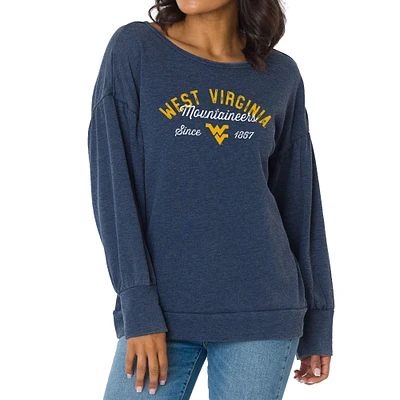 Women's Navy West Virginia Mountaineers Brooklyn Pullover Sweatshirt
