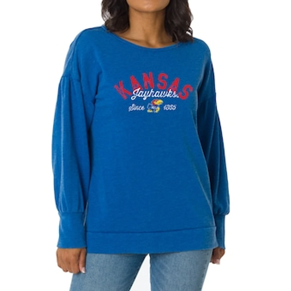 Women's Royal Kansas Jayhawks Brooklyn Pullover Sweatshirt