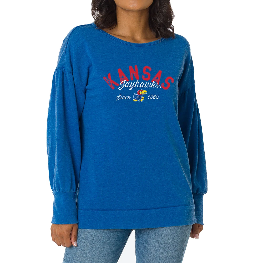 Women's Royal Kansas Jayhawks Brooklyn Pullover Sweatshirt