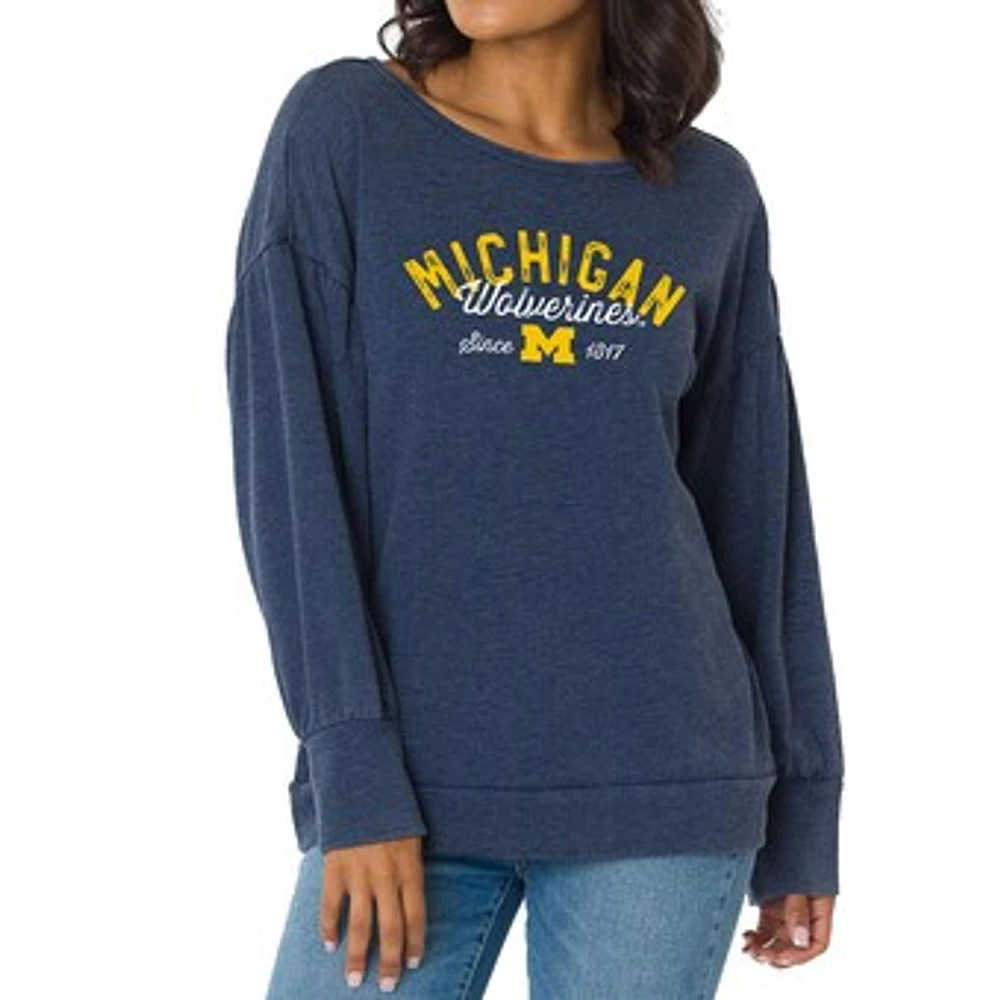 Women's Navy Michigan Wolverines Brooklyn Pullover Sweatshirt