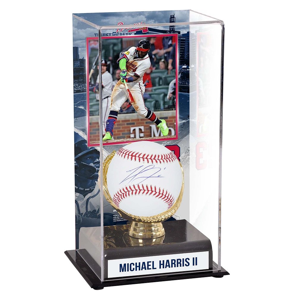 Michael Harris II Atlanta Braves Autographed Baseball and Sublimated Gold Glove Display Case with Image