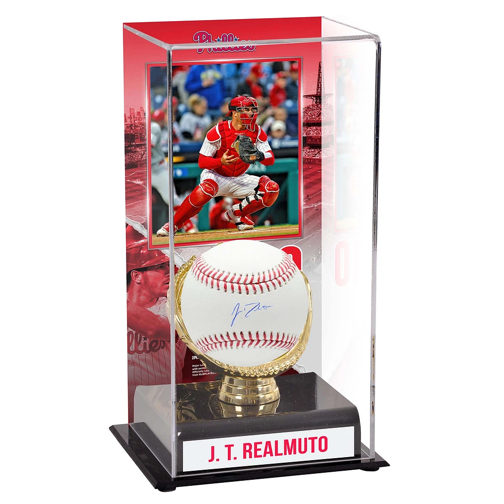 J.T. Realmuto Philadelphia Phillies Autographed Baseball and Sublimated Gold Glove Display Case with Image