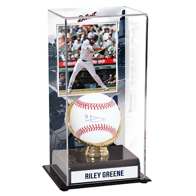 Riley Greene Detroit Tigers Autographed Baseball and Sublimated Gold Glove Display Case with Image