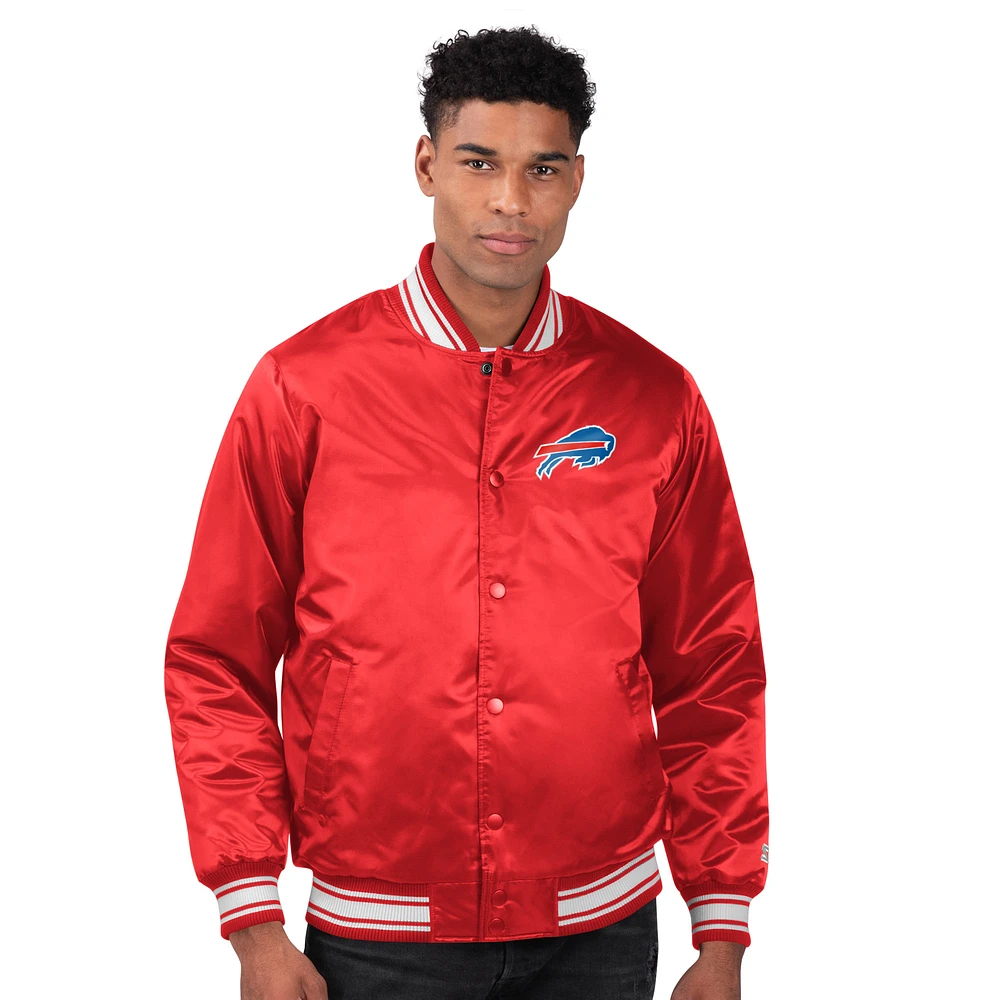 Men's Starter Red Buffalo Bills Printed Team Logo Satin Varsity Full-Snap Jacket