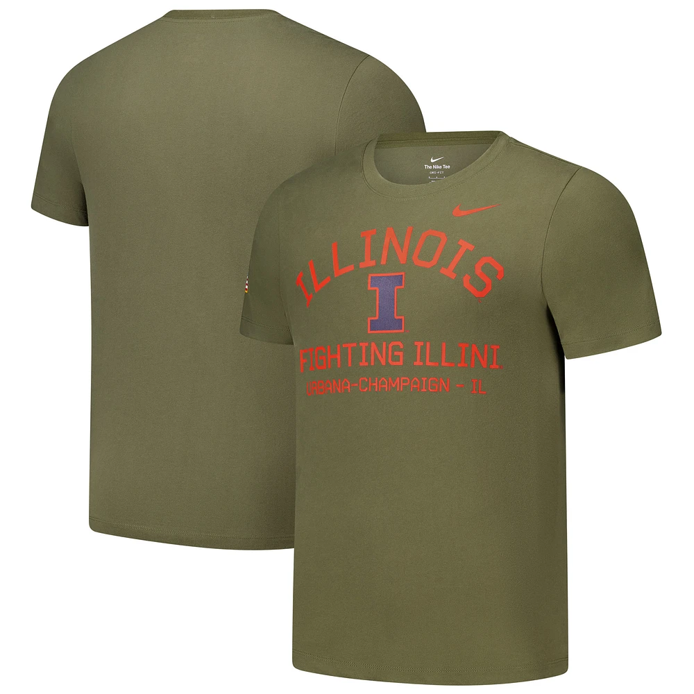 Men's Nike Olive Illinois Fighting Illini 2024 Military Appreciation Performance T-Shirt