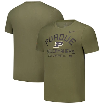 Men's Nike Olive Purdue Boilermakers 2024 Military Appreciation Performance T-Shirt