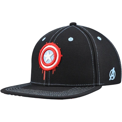 Youth Black Captain America Glow-in-the-Dark Snapback Hat