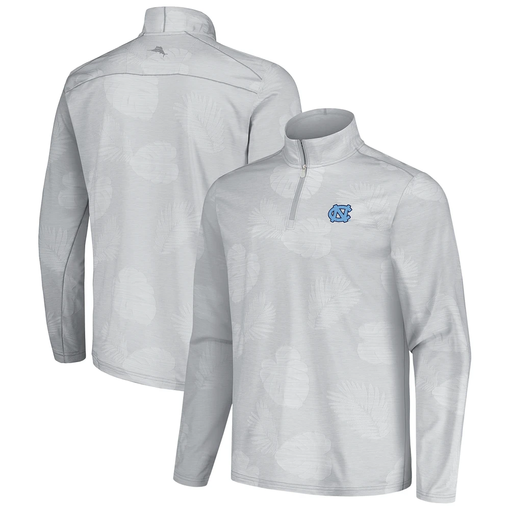 Men's Tommy Bahama Gray North Carolina Tar Heels Sport Delray Frond Quarter-Zip Jacket