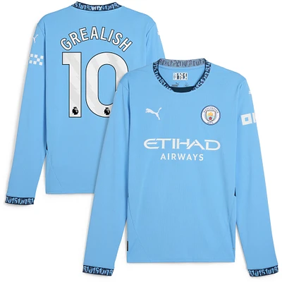 Men's Puma Jack Grealish Light Blue Manchester City 2024/25 Home Replica Long Sleeve Player Jersey