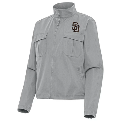 Women's Antigua Gray San Diego Padres Even Par Full-Zip Jacket