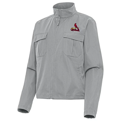 Women's Antigua Gray St. Louis Cardinals Even Par Full-Zip Jacket
