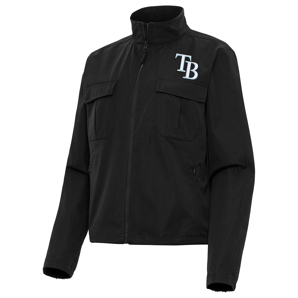 Women's Antigua Black Tampa Bay Rays Even Par Full-Zip Jacket