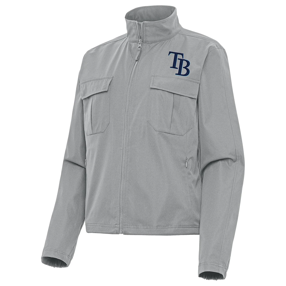 Women's Antigua Gray Tampa Bay Rays Even Par Full-Zip Jacket