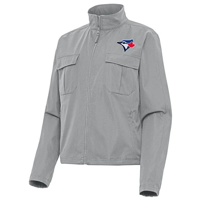 Women's Antigua Gray Toronto Blue Jays Even Par Full-Zip Jacket