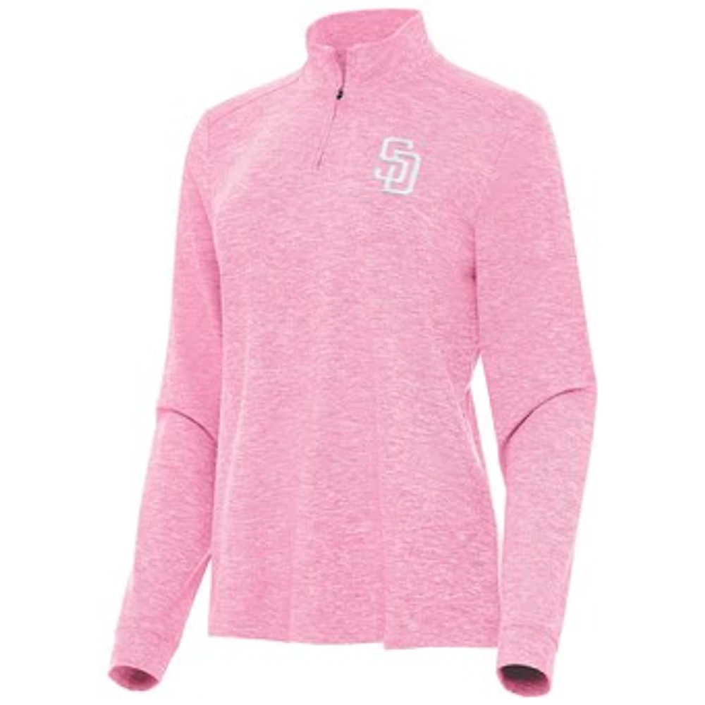 Women's Antigua Pink San Diego Padres Mentor Lightweight Mock Neck Quarter-Zip Top