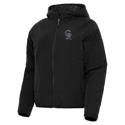 Women's Antigua Black Colorado Rockies Universe Full-Zip Hoodie Jacket