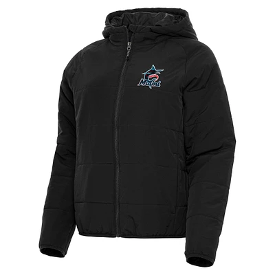 Women's Antigua Black Miami Marlins Universe Full-Zip Hoodie Jacket