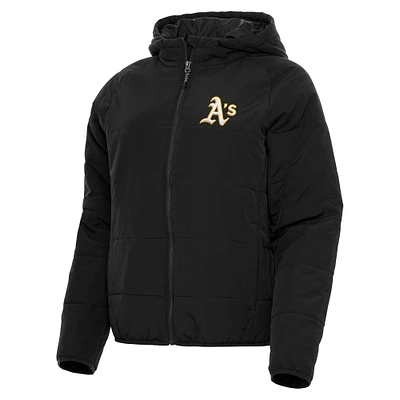 Women's Antigua Black Athletics Universe Full-Zip Hoodie Jacket