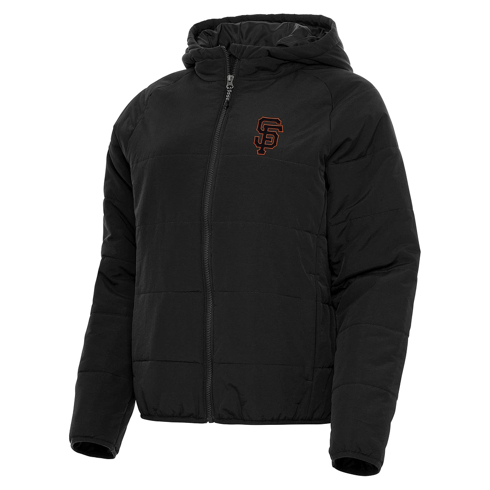 Women's Antigua Black San Francisco Giants Universe Full-Zip Hoodie Jacket