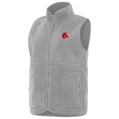 Women's Antigua Gray Boston Red Sox Nostalgic Full-Zip Vest