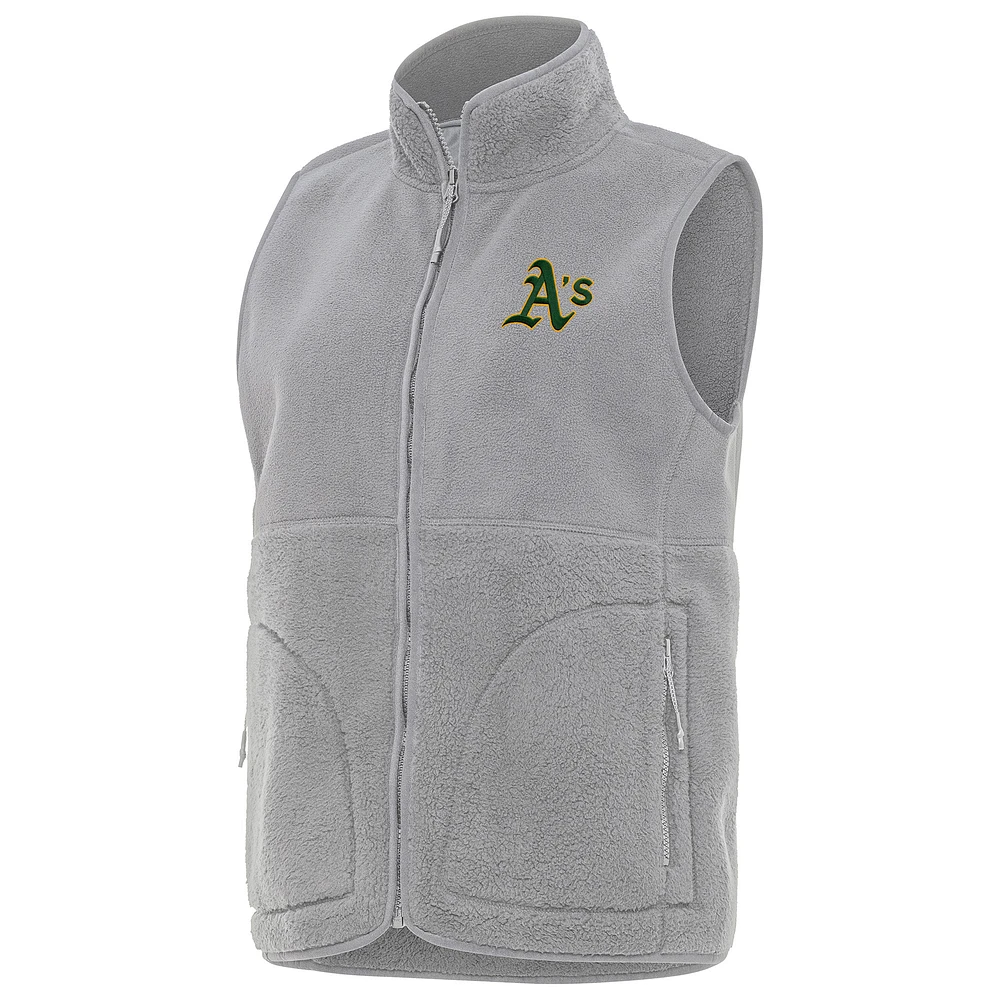Women's Antigua Gray Athletics Nostalgic Full-Zip Vest
