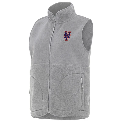 Women's Antigua Gray New York Mets Nostalgic Full-Zip Vest