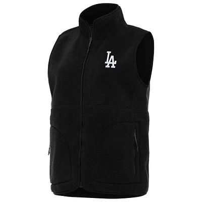 Women's Antigua Black Los Angeles Dodgers Nostalgic Full-Zip Vest