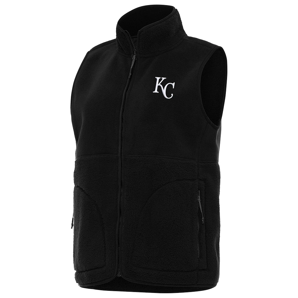 Women's Antigua Black Kansas City Royals Nostalgic Full-Zip Vest