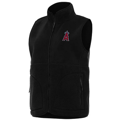 Women's Antigua Black Los Angeles Angels Nostalgic Full-Zip Vest