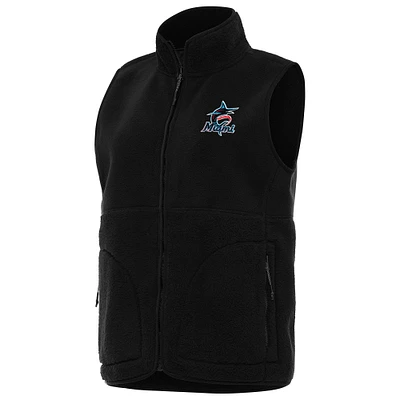 Women's Antigua Black Miami Marlins Nostalgic Full-Zip Vest