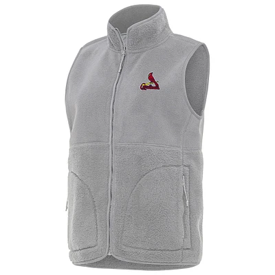 Women's Antigua Gray St. Louis Cardinals Nostalgic Full-Zip Vest