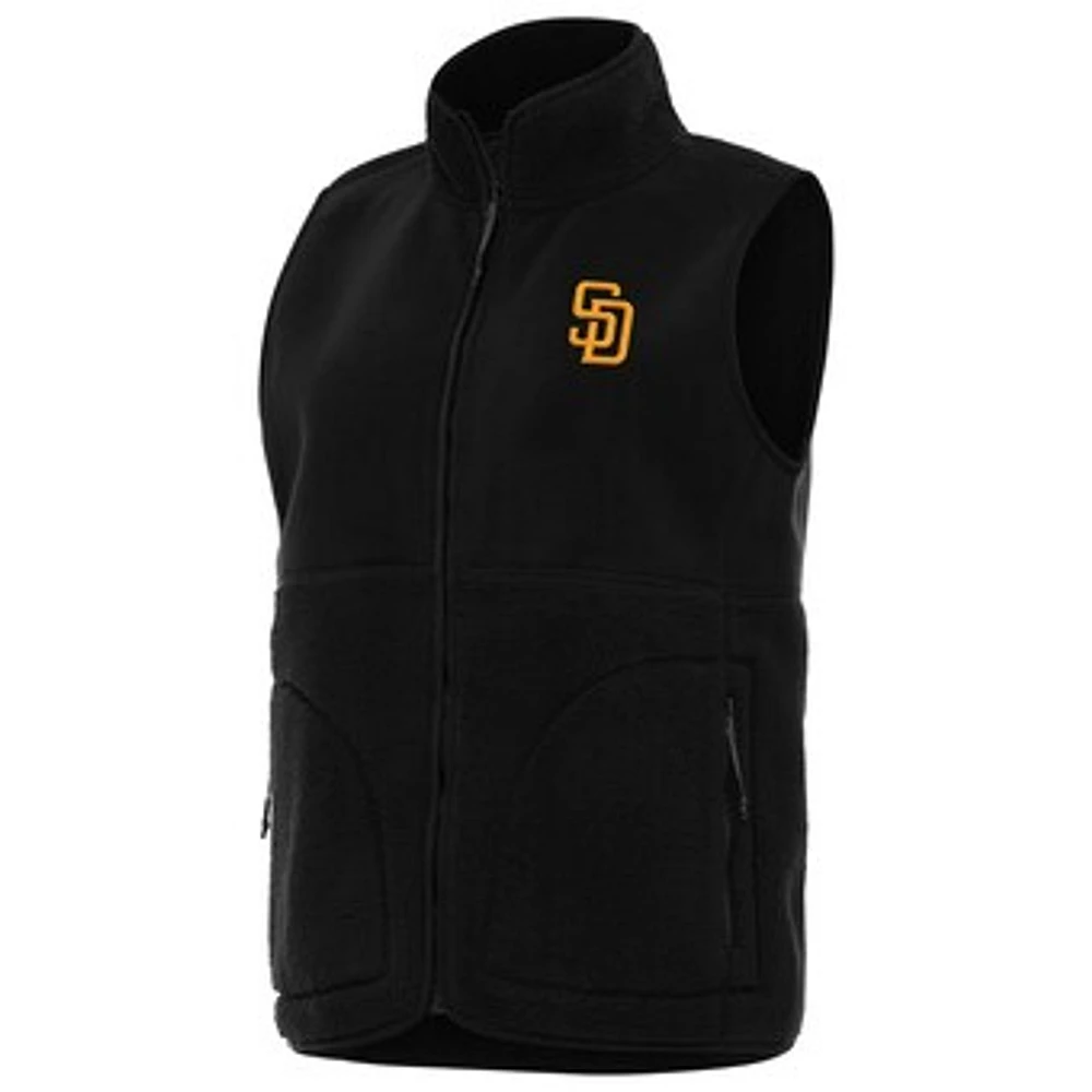 Women's Antigua Black San Diego Padres Nostalgic Full-Zip Vest