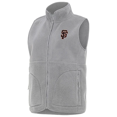Women's Antigua Gray San Francisco Giants Nostalgic Full-Zip Vest