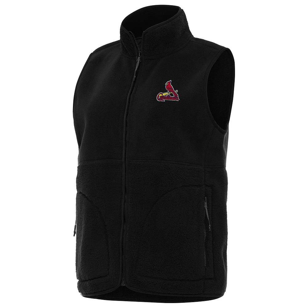 Women's Antigua Black St. Louis Cardinals Nostalgic Full-Zip Vest