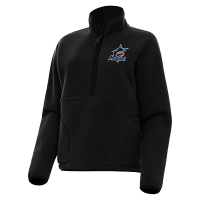 Women's Antigua Black Miami Marlins Figure Half-Zip Sweatshirt