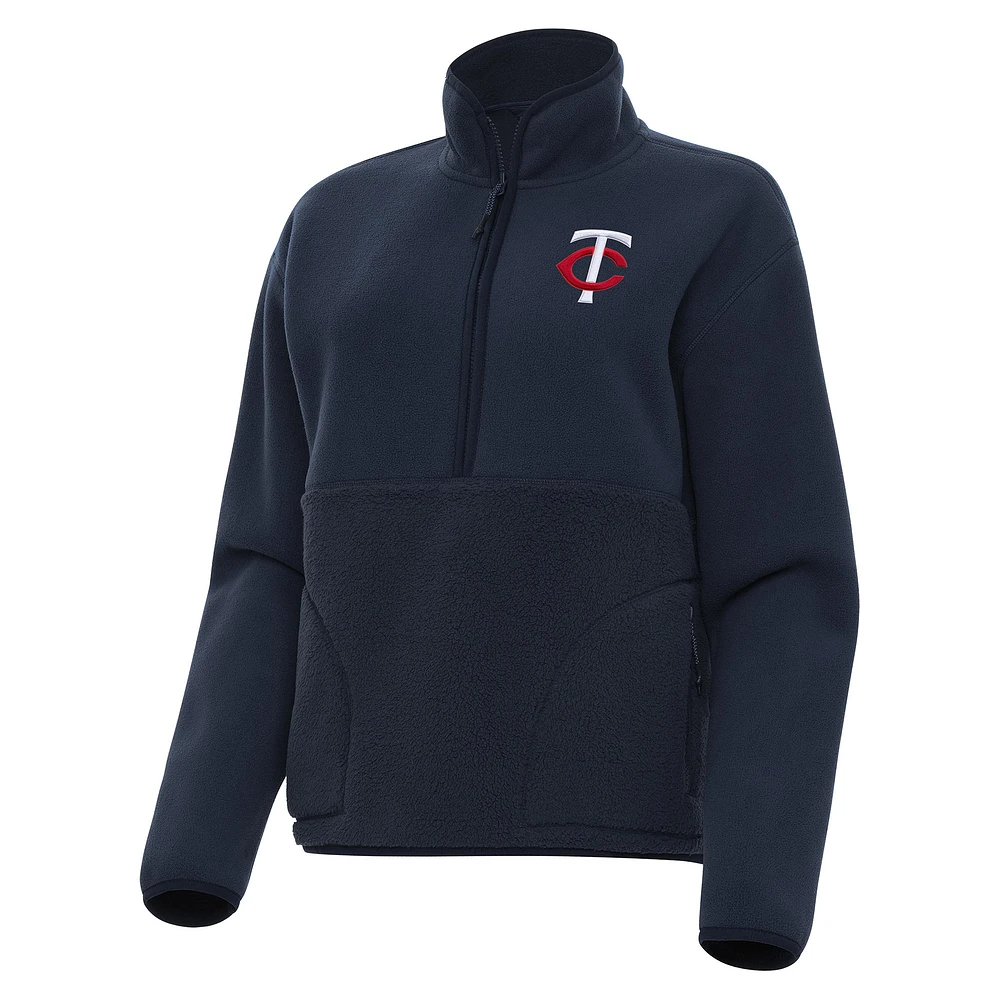 Women's Antigua Navy Minnesota Twins Figure Half-Zip Sweatshirt