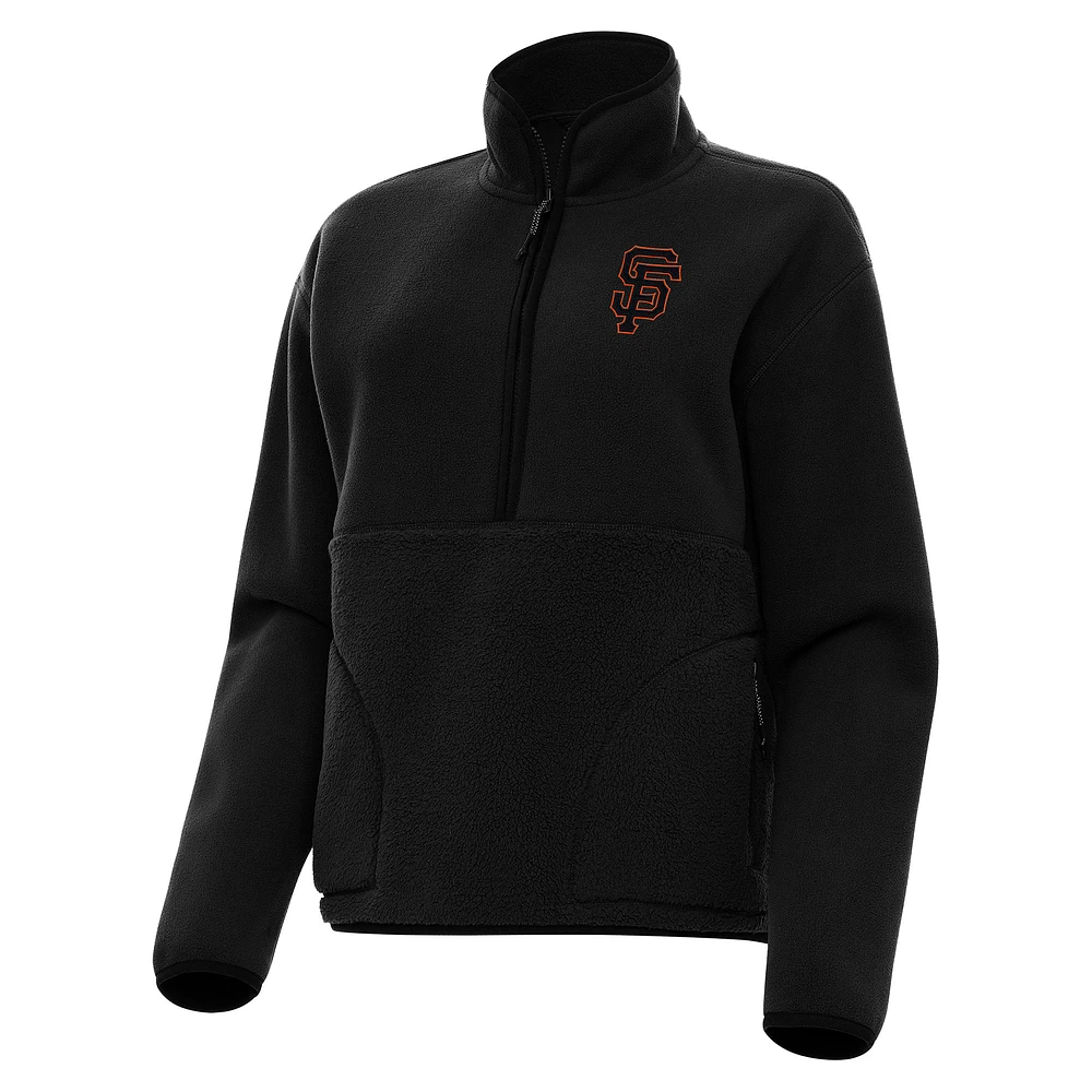 Women's Antigua Black San Francisco Giants Figure Half-Zip Sweatshirt