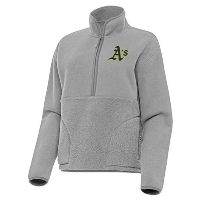 Women's Antigua Gray Athletics Figure Half-Zip Sweatshirt