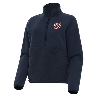 Women's Antigua Navy Washington Nationals Figure Half-Zip Sweatshirt